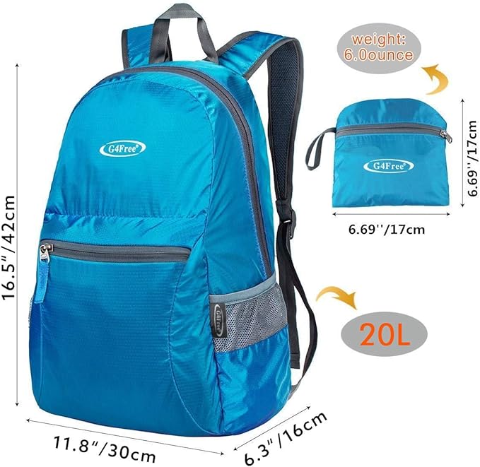 G4Free 20L Lightweight Packable Backpack Travel Hiking Daypack Foldable Backpack for Men Women
