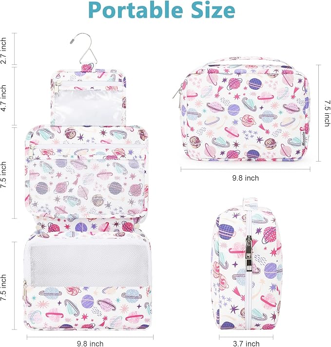 Mossio Hanging Toiletry Bag with Sturdy Hook - Large Portable Cosmetic Makeup Travel Organizer for Men & Women