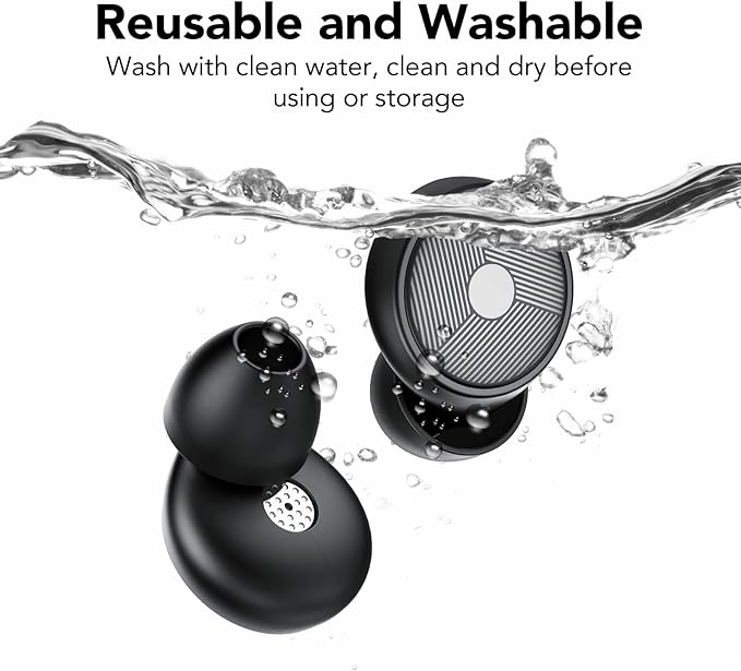 Ear Plugs for Sleeping Noise Cancelling -45dB, Soft and Reusable Silicone Hearing Protection Earplugs with 8 Eartips and Carrying Case, for Sleeping, Concert, Working, Studying, Traveling (Black)