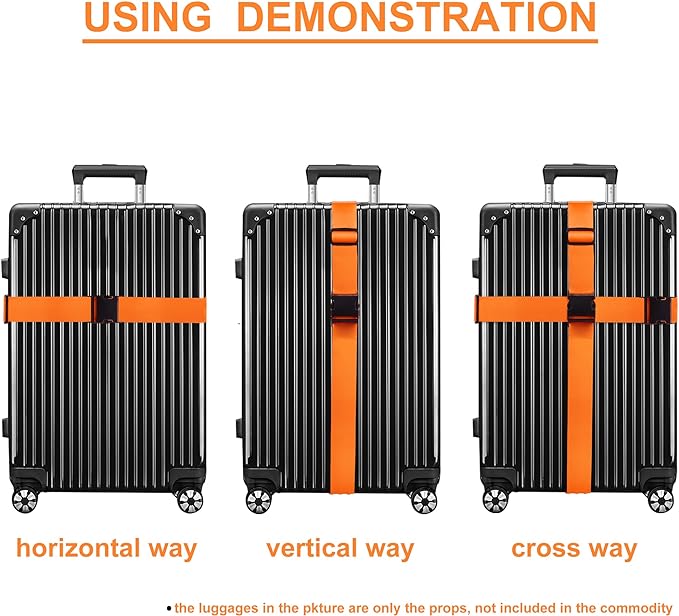 Luggage Straps for Suitcases TSA Approved Travel Belt 4 Pack by Chelmon(Orange)