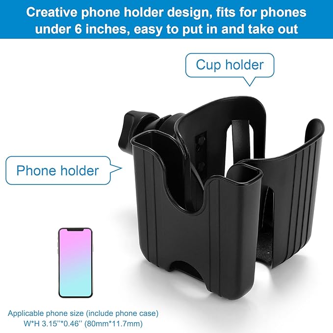 Accmor Universal Cup Holder, Stroller Cup Holder, 360° Rotatable Large Caliber Designed Bottle Holder for Stroller, Bike, Wheelchair, Walker, Scooter