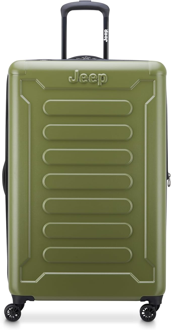 Jeep JH004C Hardside Expandable Luggage with Spinner Wheels (Avocado, Checked-Large 28 Inch)