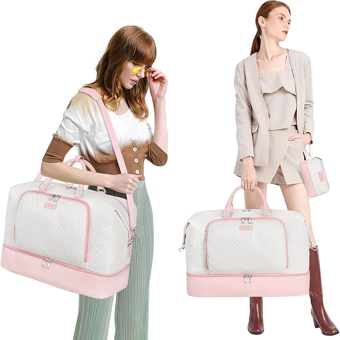 Travel Weekender Bag for Women, 21" Overnight Bag with Shoe Compartment 50L Large Travel Duffel Bag Carry On Tote for Weekend, Overnight, Business Trips, Water Resistant