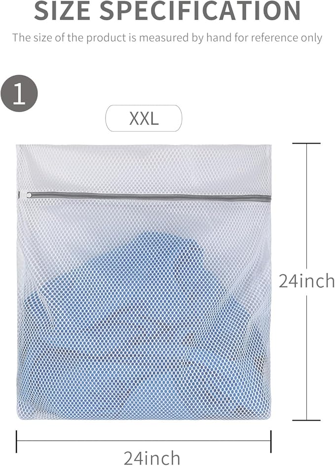 2 XX-Large Honeycomb Delicates Bags for Washing Machine, 24 x 24 Inches lingerie bags for Laundry, Travel Storage Organize Bag for Cotton Clothes,Sheet, Shoes