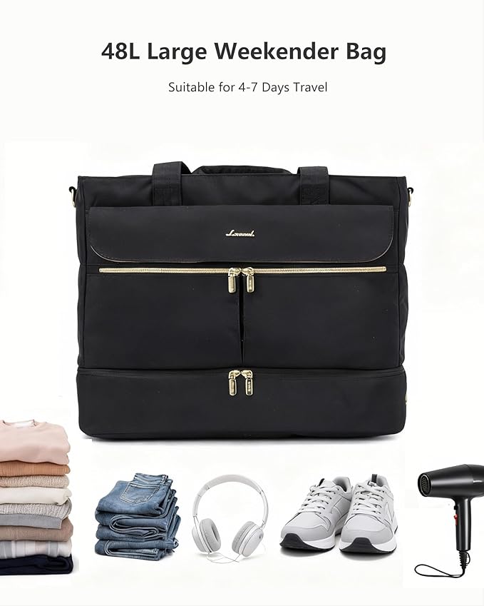 LOVEVOOK Large Travel Duffle Bag, Wide Open Weekender Bags for Women with Shoe Compartment, Carry on Overnight Bags, Hospital Bag for Women Labor Delivery with Wet Pocket