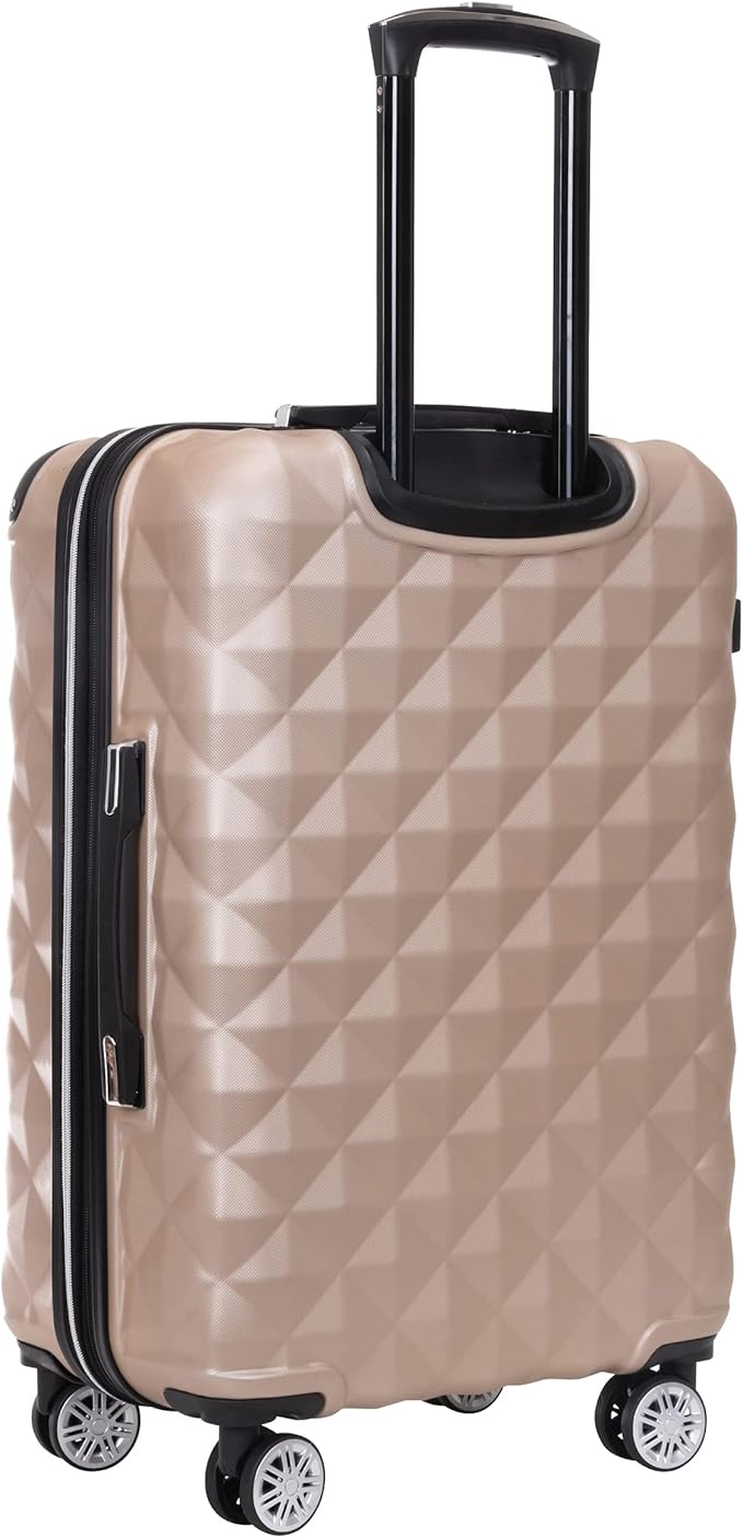 Kenneth Cole REACTION Diamond Tower Collection Lightweight Hardside Expandable 8-Wheel Spinner Travel Luggage, Rose Champagne, 3-Piece Set (20", 24", & 28")