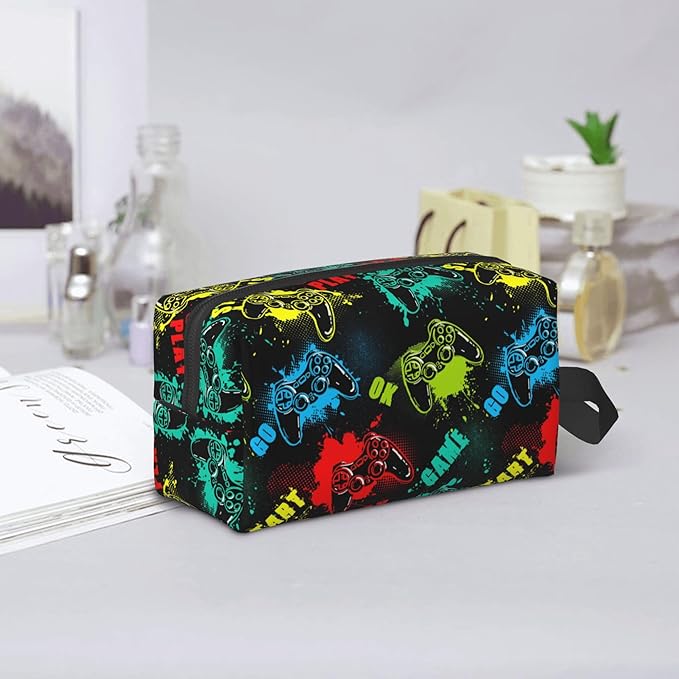 Kids Travel Toiletry Bag for Boys Girls - Waterproof Makeup Pouch Hanging Cosmetic Wash Bags Dopp Kit Shaving Bag for Toiletries Accessories(Game Start)