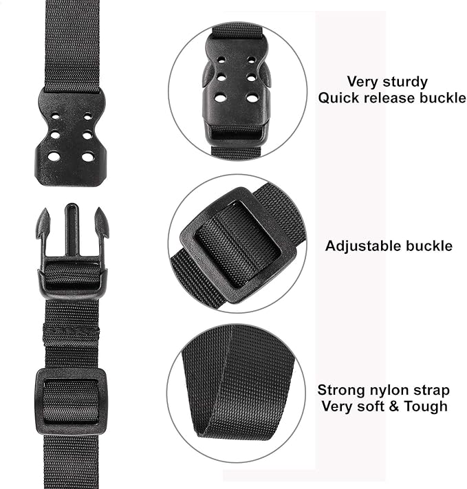 Ayaport Utility Straps with Buckle 40" Quick-Release Adjustable Nylon Straps Black 4 Pack