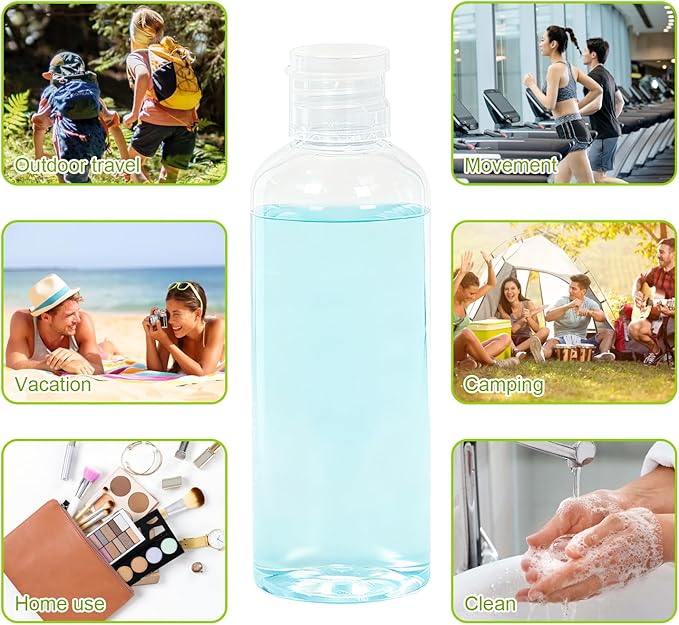 2 Pack Clear Travel Size Toiletry Bottles, 3.4oz TSA Approved Containers, Leak Proof Squeezable Plastic