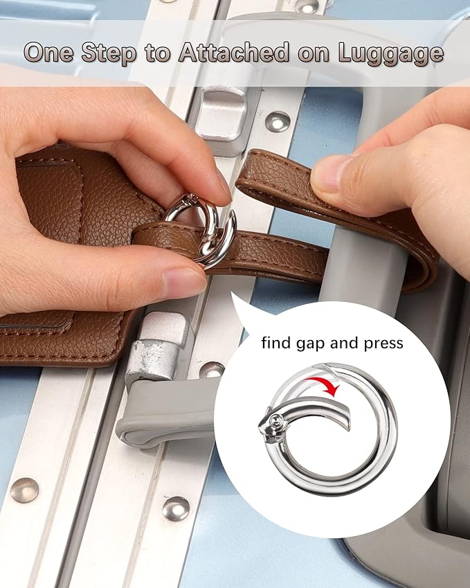 3 Pack Luggage Tags - Quick Install, Privacy Protection, Airplane Travel Essentials for Suitcases, Durable Leather - Lichee Coffee