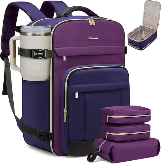 LOVEVOOK 50L Travel Backpack for Women & Men - 18 Inch Carry On Backpack & Personal Item Backpack for Airlines, Spacious and Durable Design, with 3 Packing Cubes