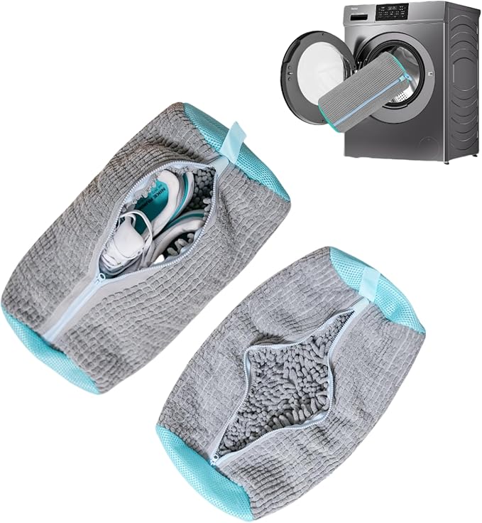 Shoe Washing Machine Bag: Shoe Washing Bag Keeps Clean - Reusable Laundry Shoe Bag for Sneaker Tennis Shoes Unstain Cleaner Kit(Grey 2 Pcs)