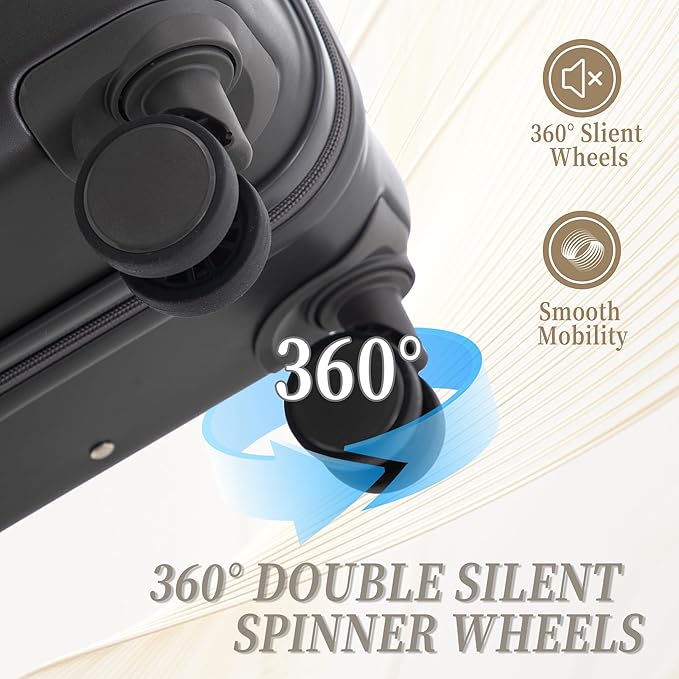 Luggages 3 Piece ABS Hardside Luggage Sets Spinner Wheels Suitcase