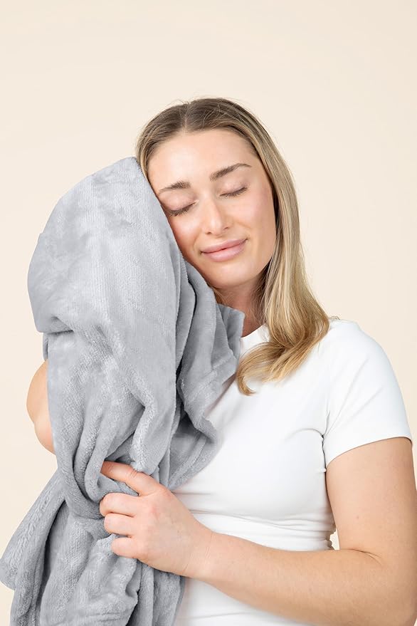 EverSnug Travel Blanket and Pillow - Ultra-Soft, Compact & Lightweight, 65x40 Inches, with Carry Case, Luggage Sleeve & Backpack Clip for Airplane Comfort (Light Grey)