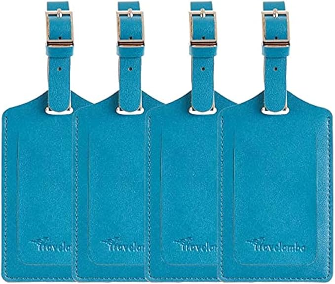 Travelambo Luggage Tags for Suitcases PU Leather Travel Tags Bag Tags Privacy Protection Travel Essentials