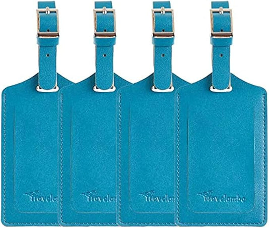 Travelambo Luggage Tags for Suitcases PU Leather Travel Tags Bag Tags Privacy Protection Travel Essentials