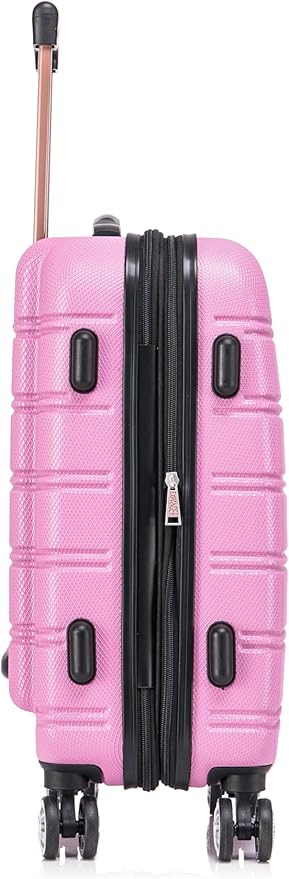 Rockland Melbourne Hardside Expandable Spinner Wheel Luggage Set, Pink, Carry-On 20-Inch and Tote 14-Inch