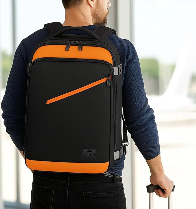 MATEIN Carry on Backpack for Airplanes, Expandable Travel Backpack Airline Approved with Hidden Shoulder Strap for Men Women, Lightweight Casual Daypack Bags for Travelling, Camping, Business