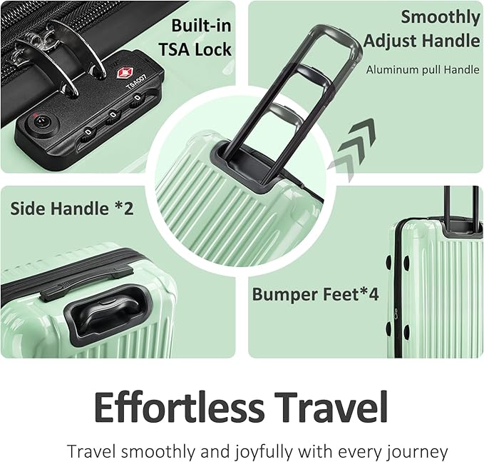 Carry on 20inch Luggage with Spinner Wheels, Lightweight PC+ABS Hard Shell Suitcases, Expandbale Storage & TSA Aprovel Lock