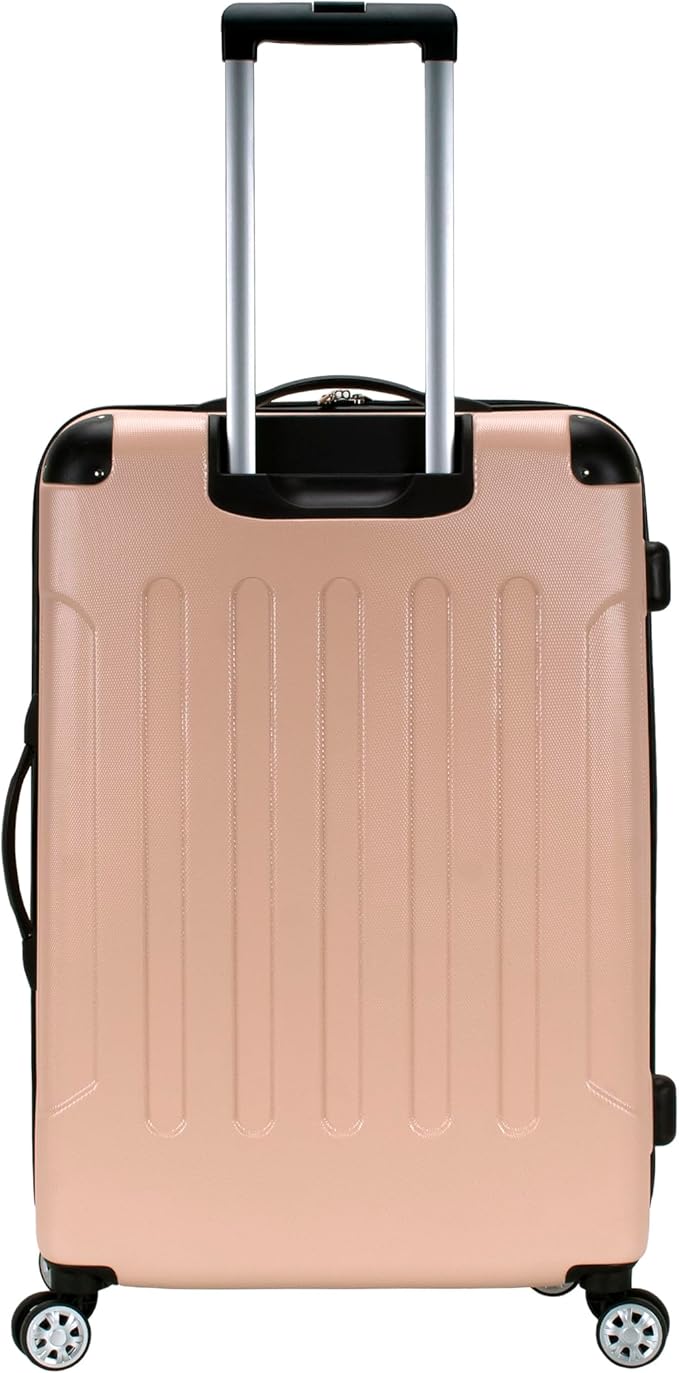 Rockland London Hardside Expandable Spinner Wheel Luggage, Champagne, Checked-Large 28-Inch