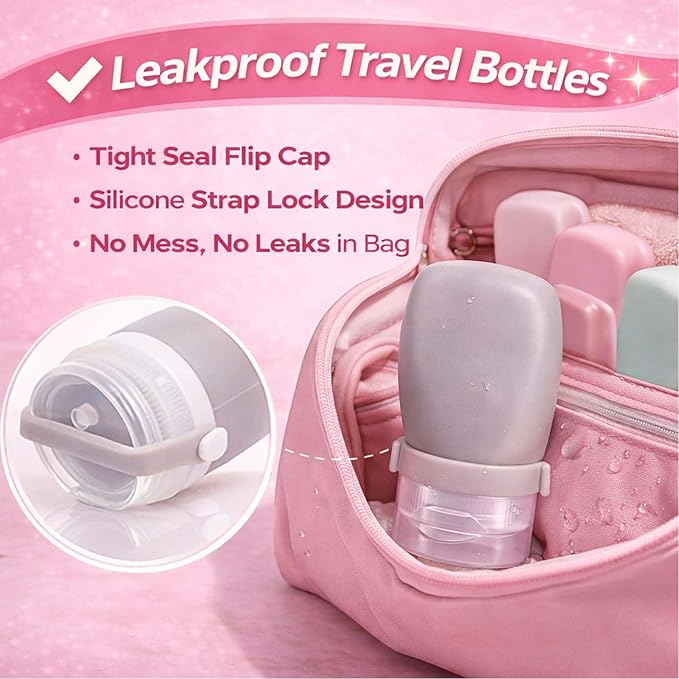 1 oz Travel Bottles, Leakproof Silicone Squeeze Bottle Mini Travel Size Container for Toiletries Lotion Shampoo and Conditioner Liquid Salad Dressing to go Condiment, TSA Approved, 4 Pack