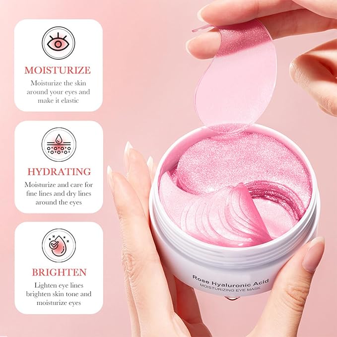 Eakroo Rose Eye Masks - 60 PCS Under Eye Patches for Puffy Eyes and Dark Circles Treatments - Hydrating Eye Mask Skincare, Eye Gel Pads for Eye, Reduce Wrinkles and Fine Lines, Improve Eye Skin