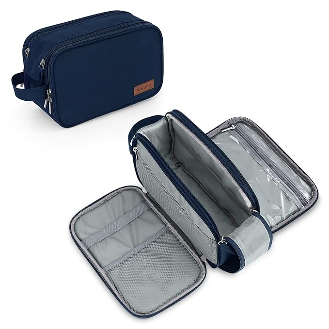 Wedama Toiletry Bag for Men, Handheld Travel Bag, Waterproof Toiletries, Thickened Polyester Dopp Kit, Toiletries Business Trips and Camping, Blue