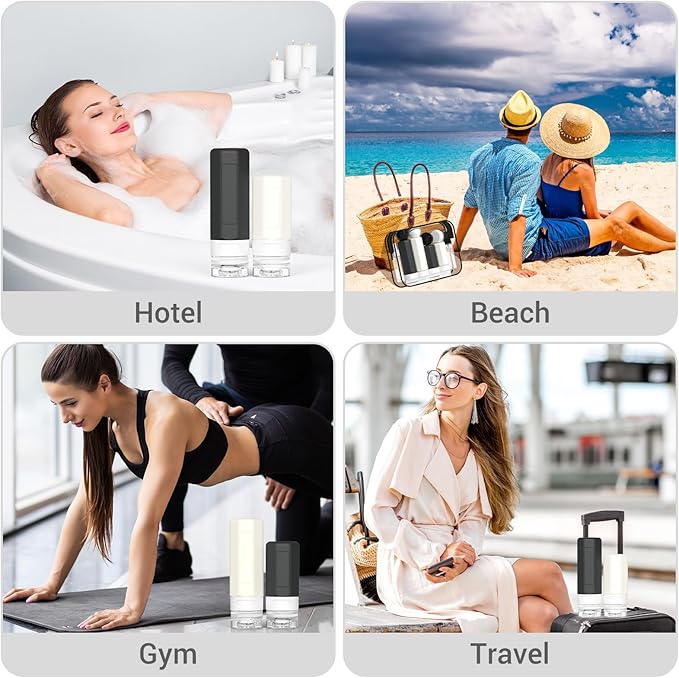17 Pack Travel Bottles - TSA Approved Travel Size Toiletries, Leak Proof Containers for Toiletries, Silicone Squeezable Container for Shampoo, Body Wash, Lotion & Conditioner - Black