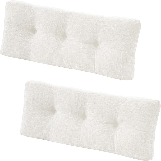 downluxe Indoor Bench Cushion for Indoor Furniture, Non-Slip Tufted Overstuffed Textured Foam Bench Seat Cushion, 36" X 14" X 4", Beige, 2 Pack