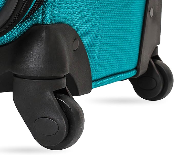 SWISSGEAR Sion Softside Expandable Spinner Luggage Durable Lightweight Travel Suitcase, Teal, Checked-Medium 25-Inch