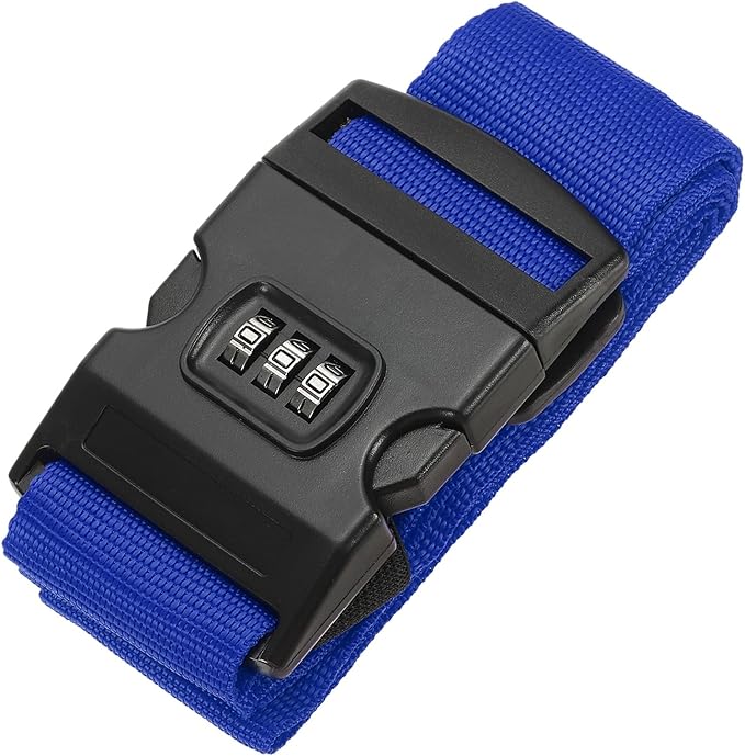 PATIKIL Luggage Straps, Suitcase Straps Adjustable Luggage Belts Strap with Combination Lock for Luggage Suitcases Travel, Dark Blue