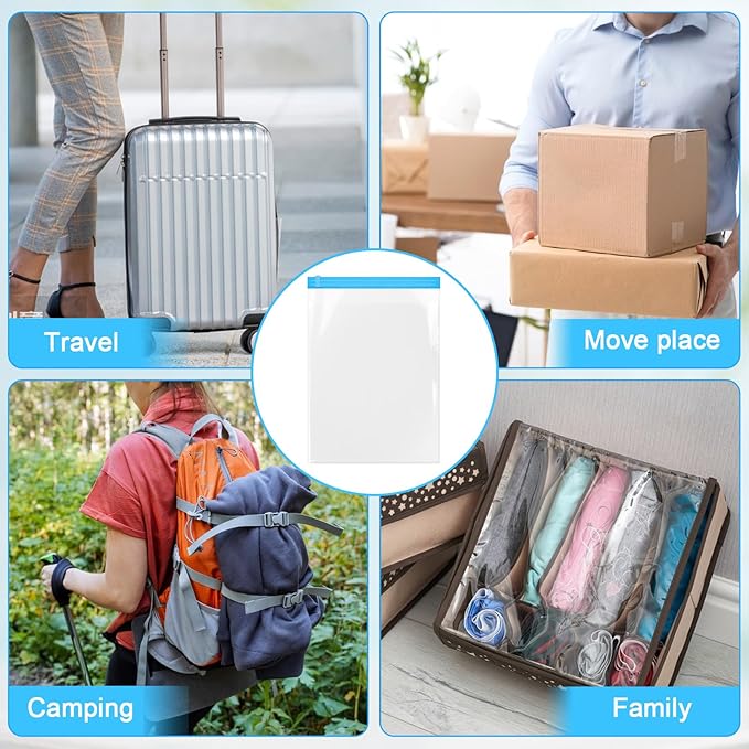 Travel Compression Bags, Roll-Up Space Saver Bags Vacuum Storage Bags 47x35cm/18.5x13.7in for Luggage Backpack Suitcase Packing Organizers(3PCS)