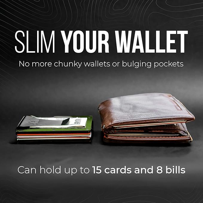 Mountain Voyage Co Minimalist Wallet for Men & Women - Slim RFID Wallet, Scratch Resistant, Credit Card Holder & Money Clip, Easily Removable Money & Cards, (Army Green)