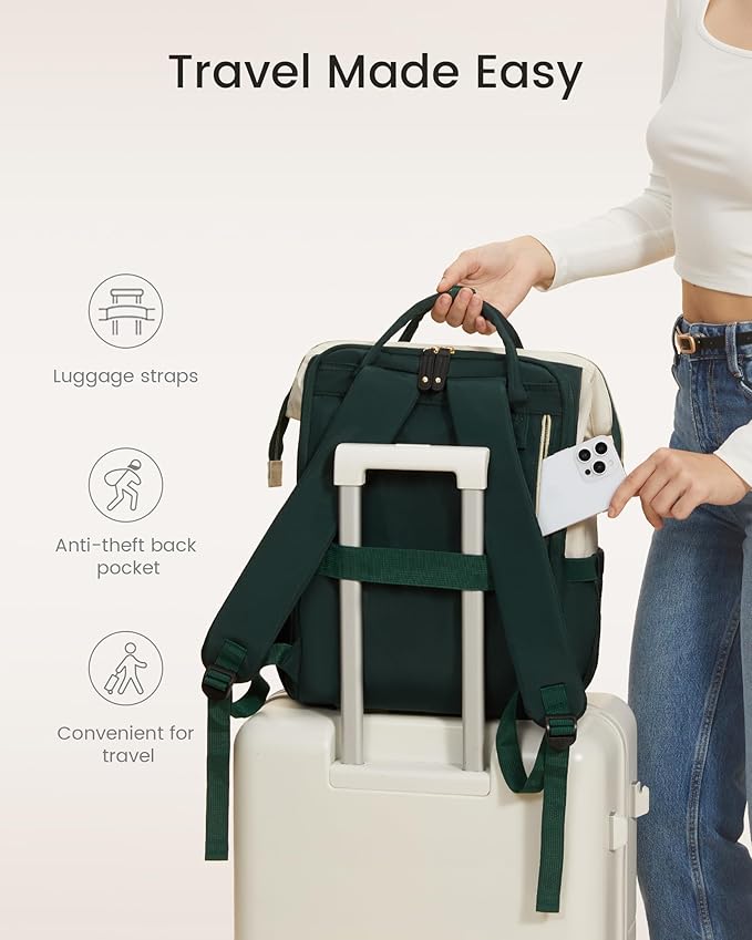 LOVEVOOK Laptop Backpack for Women, 18 Inch Work Business Backpacks Purse With Large Capacity, Waterproof Nurse Bag College Bookbag for School, Waterproof Casual Daypack for Travel