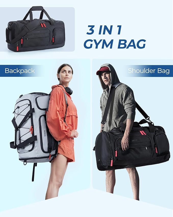 BAGSMART Gym Bag for Women & Men, Sports Travel Duffel Backpack with Shoe Compartment Laptop Compartment, Water Resistant Carry On Weekender Bag for Airplane