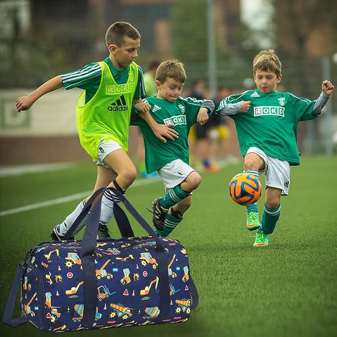 BTOOP Kids Overnight Bag for Boys Small Truck Sports Gym Duffle Bags With Shoe Compartment Toddler Weekender Sleepover Tote for Travel