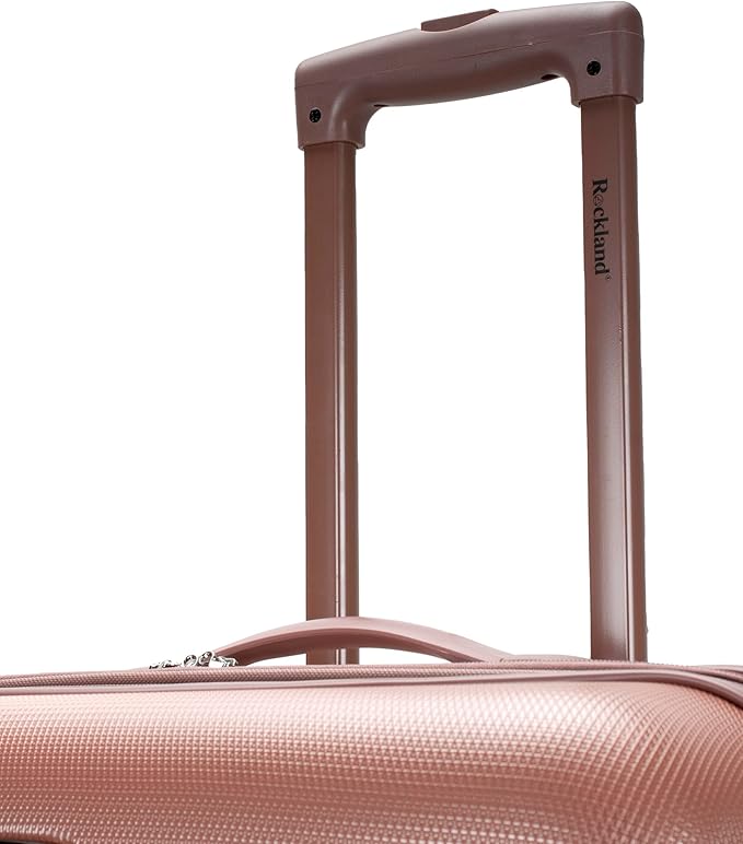 Rockland Melbourne Hardside Expandable Spinner Wheel Luggage, Rose Gold, Checked-Large 28-Inch