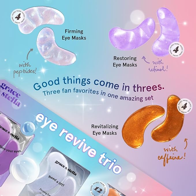 grace & stella Under Eye Patches (12 pairs) Eye Masks for Dark Circles and Puffiness - Gifts for Her, Travel & Self Care Gifts, Bachelorette Party Favors - Vegan Cruelty-Free Skin Care
