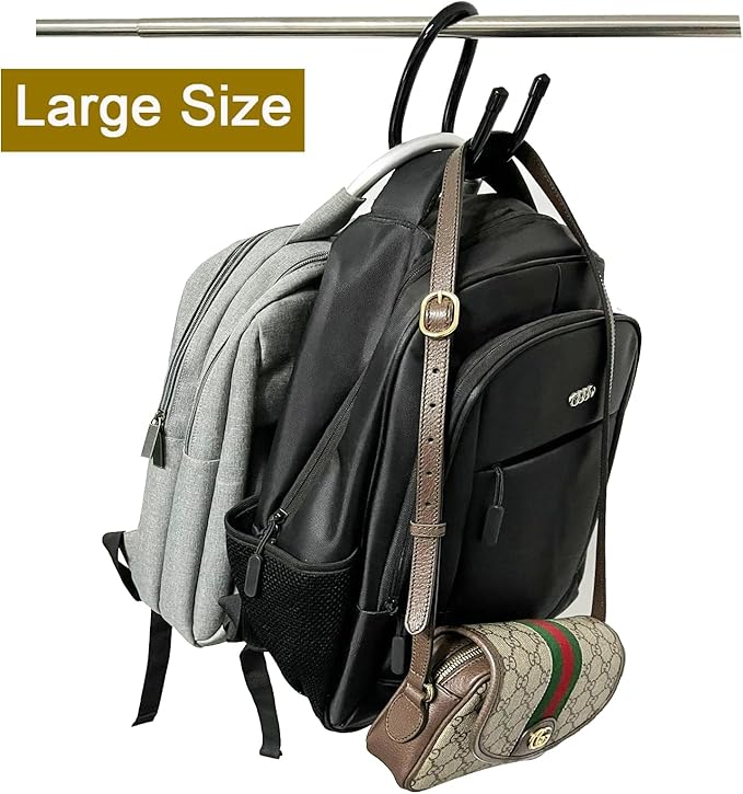AUXPhome 2 Pack Backpack Hanger for Closet, Strong Bag Hanger Purse Organizer Hooks, Large Closet Hooks for Hanging Handbags,Belts,Hat,Laptop Backpack,Jeans,Travel Bag - Hold Up 20 Lbs