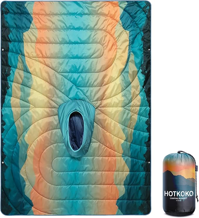 Camping Blanket,Hoodie Blankets Poncho Outdoor Waterproof Windproof Warm Durable & Portable for Stadium, Concerts, Car,Travel, Beach, Picnic, Grass,75 * 53 inch
