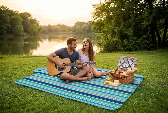 Beach Blanket Extra Large Picnic Blankets Sandproof Waterproof Outdoor Indoor Blanket Lightweight Handy Mat Portable Beach Mat for Camping Hiking Travel Park Grass