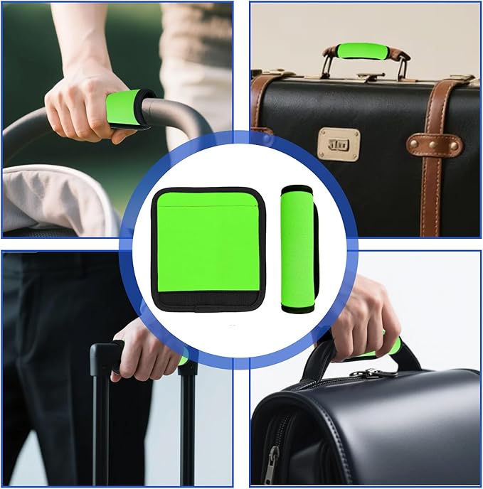 6 Pack Luggage Handle Wrap for Suitcase Luggage Tags Bright Soft Suitcase Identifiers Luggage Handle Covers Travel Accessories, Green