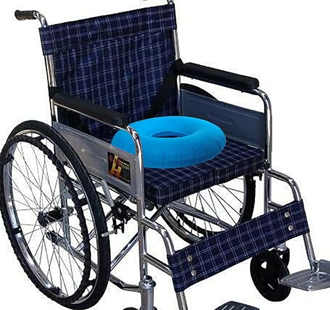 2 Pack Donut Pillow, Inflatable Donut Cushion for Tailbone Pain,Hemorrhoid Seat Cushion, Round Wheelchairs Seat Cushion for Home, Car or Office Chair (15" Dark Blue & Light Blue)