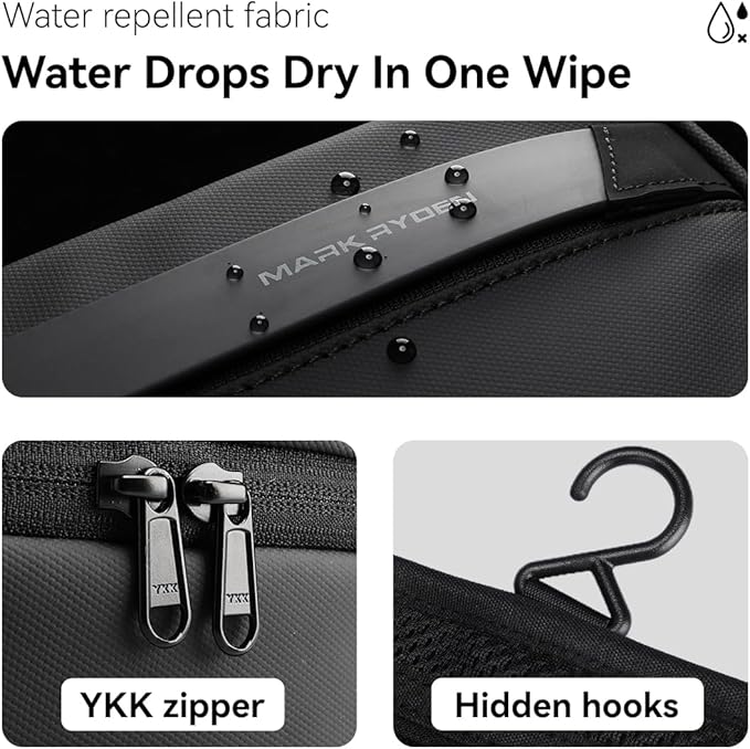 MARK RYDEN Toiletry Bag for Men, Travel Toiletry Organizer Dopp Kit Water-resistant Shaving Bag for Toiletries Accessories (Black)