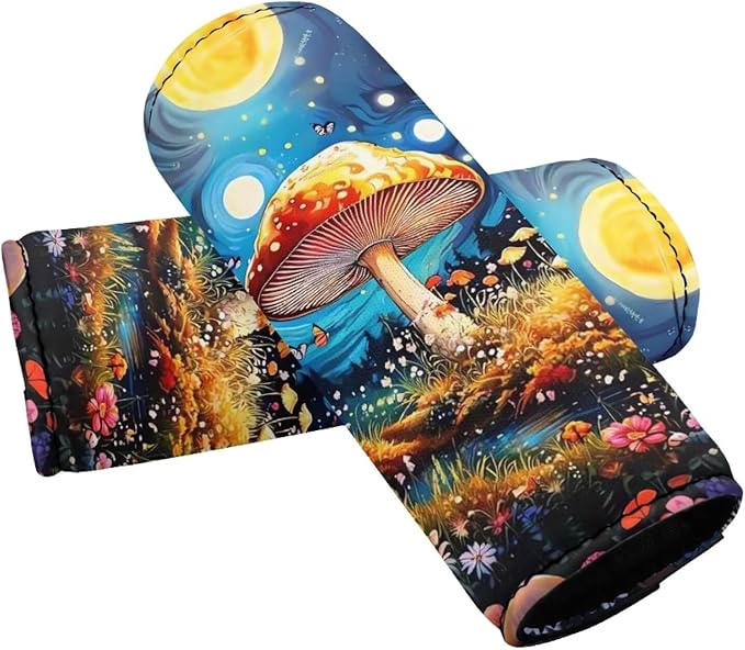 BIGCARJOB Mushroom Luggage Handle Cover Replacement 2 Pcs Moon Mushroom Suitcase Identifier Protective Cover Trolley Case Grip Travel Luggage Handle Wrap Luggage Accessories