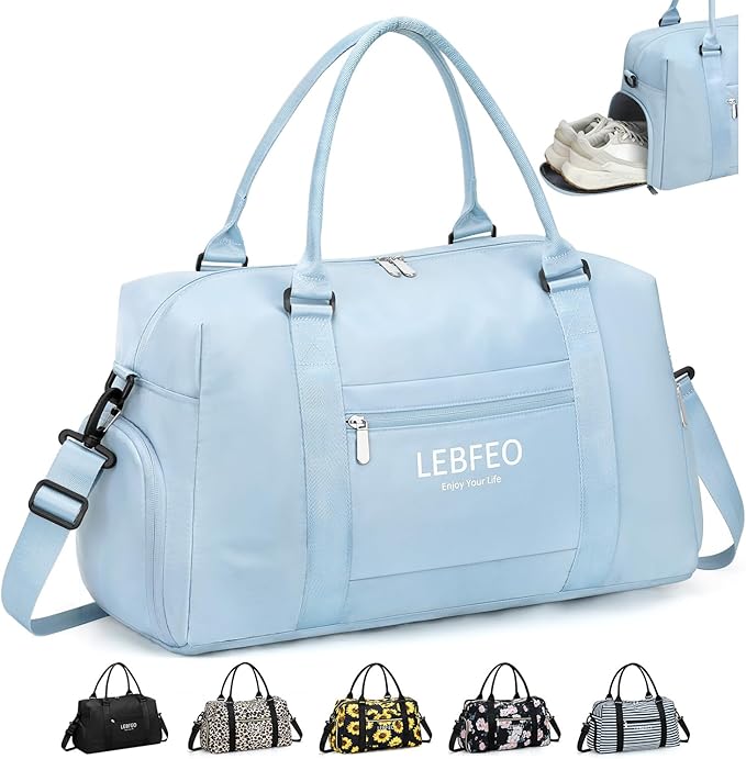 Travel Duffle Bag for Women Large Weekender Overnight Bags Gym Bag with Shoe Compartment Waterproof Hospital Bag Carry On Tote Bag for Airplanes,Blue
