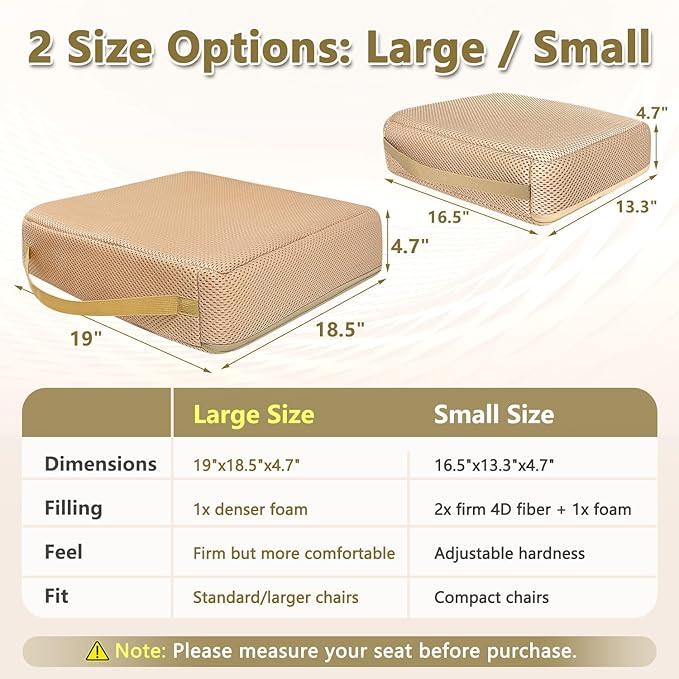 Extra Thick Chair Cushion, Adult Booster Seat Cushion, Easy Rise for Elderly, Office Chair Booster Seat Elevation Pillow Extra Firm Riser Supportive Lift Cushion with Carry Handle