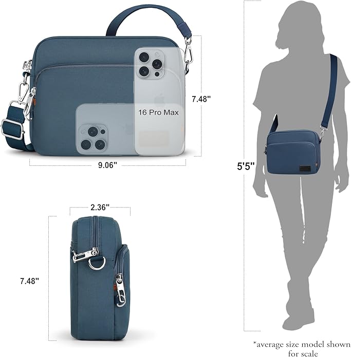 TOPEAST Anti-Theft Crossbody Travel Bag for Women Men, Lightweight Shoulder Bag Classic Design for Trip, Daily Use, Sport