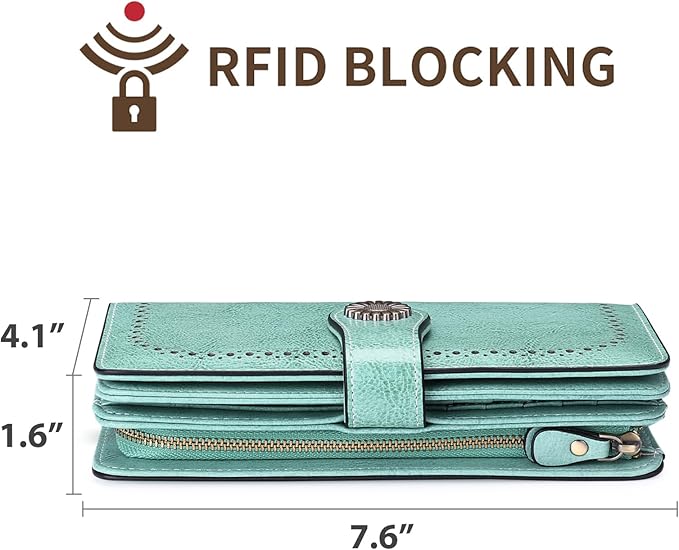 SENDEFN Wallets for Women Leather Credit Card Holder with RFID Blocking Large Capacity Wristlet | with RFID Blocking, Large Capacity, Wristlet, with RFID Blocking, Large Capacity, Wristlet
