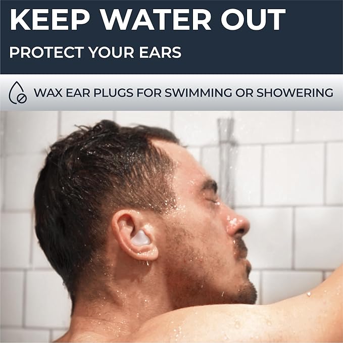 PQ Wax Ear Plugs for Sleeping, Swimming - 50 Noise Cancelling Silicone Gel Wax Earplugs, Ear Protection for Sleep and Swim, Soft Wax Pillows with Sound Blocking Level 32Db, (50 Pillows), Color: White